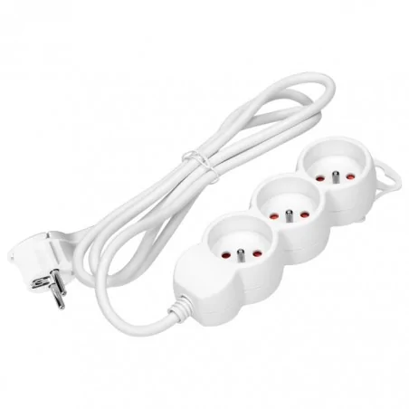 Listwy-zasilajace - przedłużacz potrójny z płaską wtyczką biały 5m 3x1,5m2 es-4/w/5 orno 