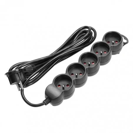 Listwy-zasilajace - czarny przedłużacz na 5 gniazd 3-metrowy 3x1m2 or-ae-13149/b/3m orno 
