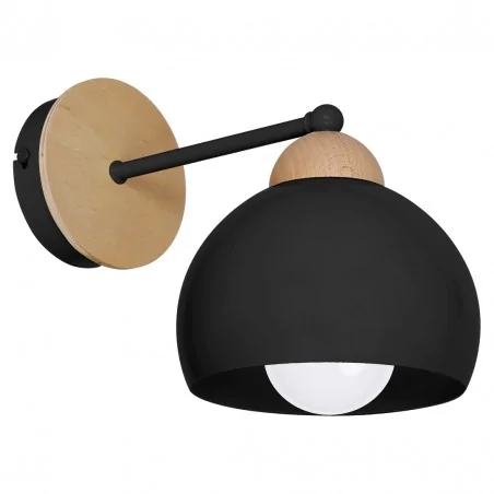 Kinkiety-do-salonu - kinkiet czarno-drewniany 1xe27 dama black mlp6520 eko-light 