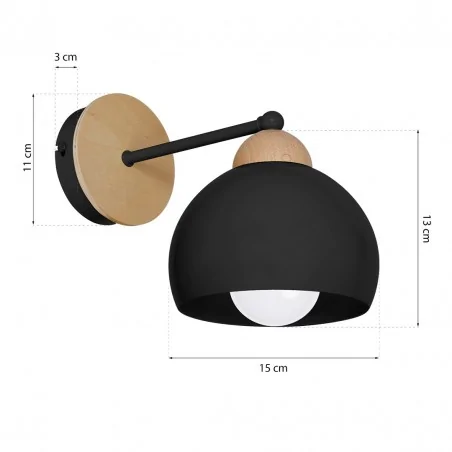 Kinkiety-do-salonu - kinkiet czarno-drewniany 1xe27 dama black mlp6520 eko-light 