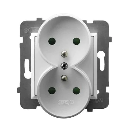 Gniazda-podwojne-podtynkowe - gniazdo podwójne z uziemieniem i przesłonami torów prądowych białe gp-2urzp/m/00 aria ospel 