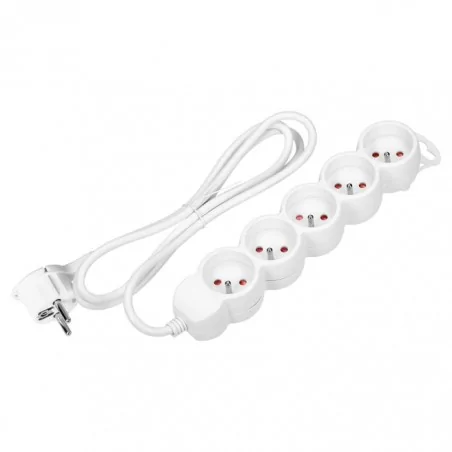 Listwy-zasilajace - biały przedłużacz pięciokrotny z wyłącznikiem o długości 5m płaska wtyczka es-6/w/5 orno 