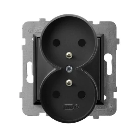 Gniazda-podwojne-podtynkowe - gniazdo podwójne z uziemieniem czarny metalik gp-2urz/m/33 aria ospel 