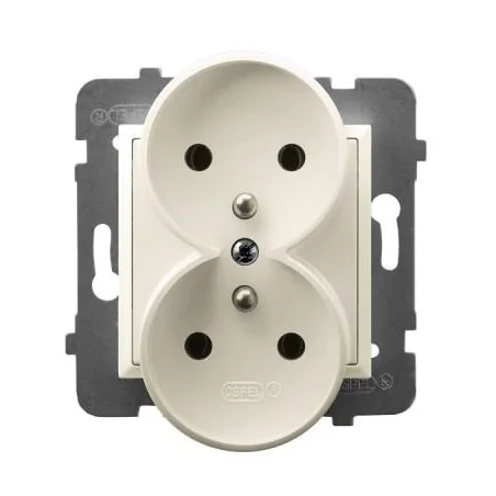 Gniazda-podwojne-podtynkowe - gniazdo podwójne z uziemieniem ecru aria ospel 