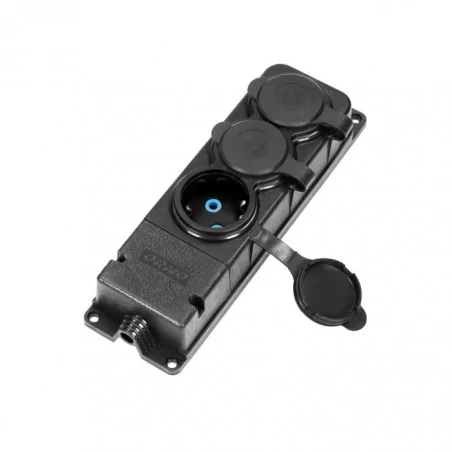 Rozgalezniki - or-ae-13166(gs) potrójny odporny na uderzenia czarny rozgałęźnik bryzgoszczelny ip44 orno 