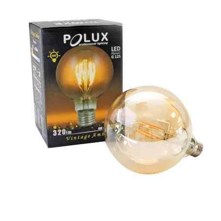 Gwint-trzonek-e27 - żarówka kulka dekoracyjna z ozdobnymi filamentami e27 4w-30w 320lm 2200k 360° g125 304544 polux 