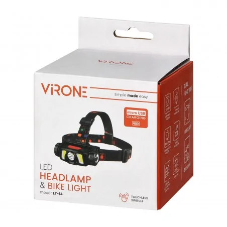 Latarki-czolowe - lt-14 latarka czołowa ładowalna/światło rowerowe 2w1 z czujnikiem ruchu 1200mah orno 