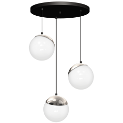 Lampy-sufitowe - lampa wisząca 3 białe kule 3xe14 sfera black/chrome mlp8884 eko-light