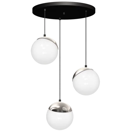 Lampy-sufitowe - lampa wisząca 3 białe kule 3xe14 sfera black/chrome mlp8884 eko-light 