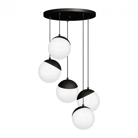 Lampy-sufitowe - lampa wisząca 5 kul x e14 sfera black mlp8869 eko-light 