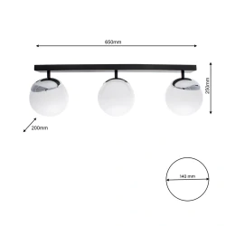 Lampy-sufitowe - lampa sufitowa listwa 65cm czarno biała 3xe214 sfera mlp8873 eko-light 