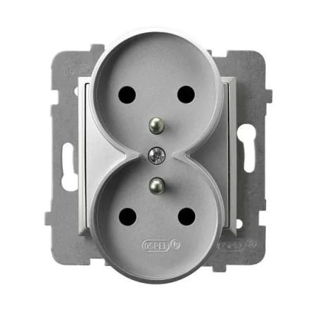 Gniazda-podwojne-podtynkowe - gniazdo podwójne z uziemieniem srebrne gp-2urz/m/18 aria ospel 