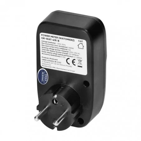 Liczniki-jednofazowe - czarny kalkulator energii - watomierz z wyświetlaczem lcd orno or-wat-419/b 