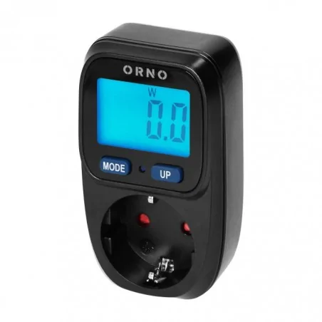 Liczniki-jednofazowe - czarny watomierz z wyświetlaczem uziemienie schuko lcd orno or-wat-419(gs)/b 