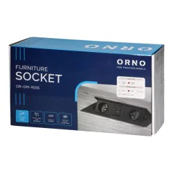 Gniazda-meblowe - czarne gniazdo meblowe schuko wpuszczane w blat z ładowarką usb i przewodem 1,5m 2x2p+z 2xusb or-gm-9035(gs)/b orno 