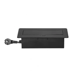 Gniazda-meblowe - czarne gniazdo meblowe schuko wpuszczane w blat z ładowarką usb i przewodem 1,5m 2x2p+z 2xusb or-gm-9035(gs)/b orno 