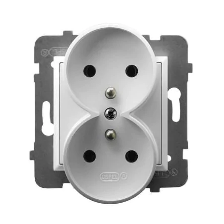 Gniazda-podwojne-podtynkowe - gniazdo podwójne z uziemieniem białe gp-2urz/m/00 aria ospel 