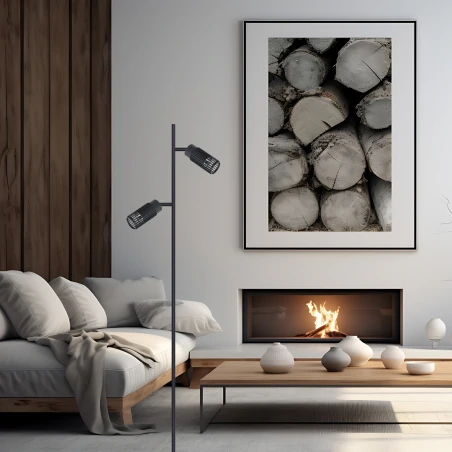 Lampy-stojace - ml0300 loftowa minimalistyczna czarna lampa podłogowa 2xgu10 vertical eko-light 