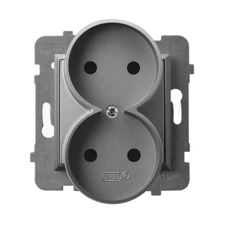 Gniazda-podwojne-podtynkowe - gniazdo podwójne szary mat bez uziemienia gp-2ur/m/70 aria ospel 