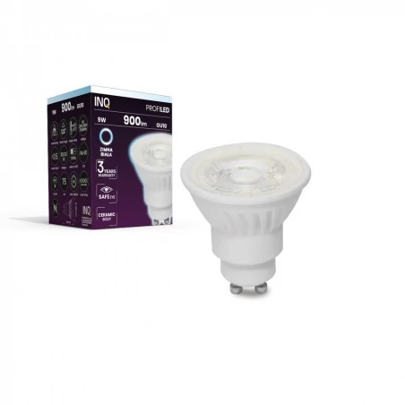 Gwint-trzonek-gu10 - zimna żarówka led gu10 ceramiczna 9w 6500k 900lm elr045cw inq 