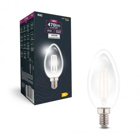 Gwint-trzonek-e14 - żarówka led świeczka e14 z filamentem neutralna 4w e14 c37 edb010nw inq 