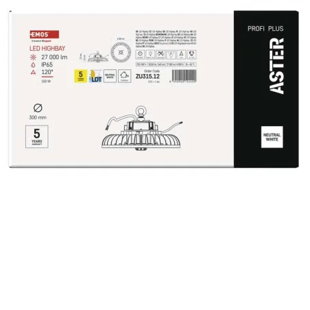 Oswietlenie-przemyslowe- - zu315.12 hermetyczna oprawa led 150w 120° highbay aster emos 
