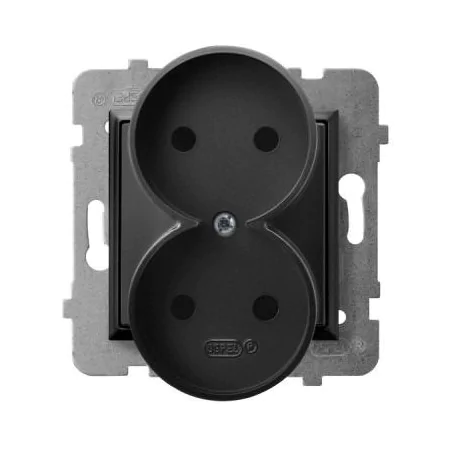 Gniazda-podwojne-podtynkowe - gniazdo podwójne bez uziemienia czarny metalik gp-2ur/m/33 aria ospel 