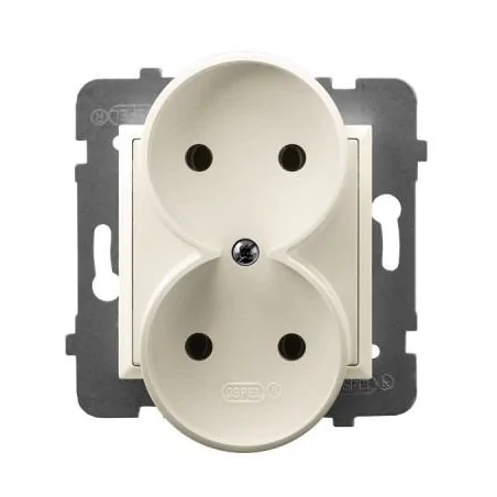 Gniazda-podwojne-podtynkowe - gniazdo podwójne bez uziemienia ecru gp-2ur/m/27 aria ospel 