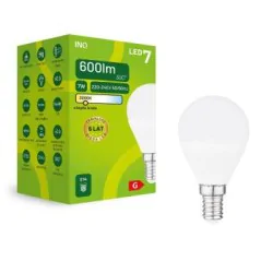 Gwint-trzonek-e14 - led-owa żarówka e14 kulka 7w ciepłe światło 3000k elp044ww inq