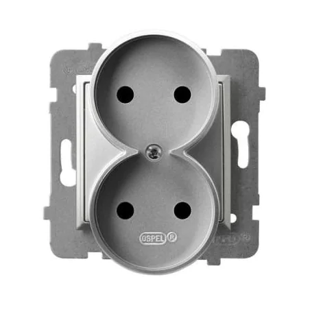 Gniazda-podwojne-podtynkowe - gniazdo podwójne srebrne bez uziemienia gp-2ur/m/18 aria ospel 