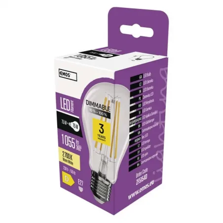 Gwint-trzonek-e27 - zf5154d żarówka led z filamentem a60 e27 7,5w-75w 1055lm ciepła biel emos 