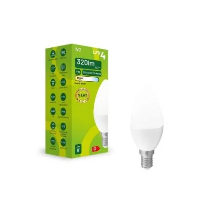 Gwint-trzonek-e14 - żarówka led świeczka e14 4w neutralna 4000k elb024nw inq 