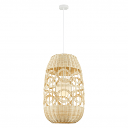 Lampy-sufitowe - ml0353 rattanowa lampa wisząca 1xe14 fi 400 biała arona natural eko-light