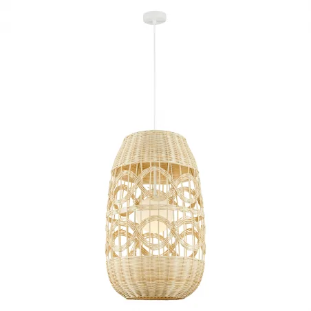 Lampy-sufitowe - ml0353 rattanowa lampa wisząca 1xe14 fi 400 biała arona natural eko-light 