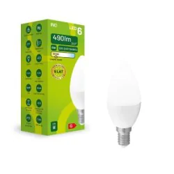 Gwint-trzonek-e14 - led-owa żarówka e14 6w świeczka ciepła 3000k 490lm elb034ww inq 