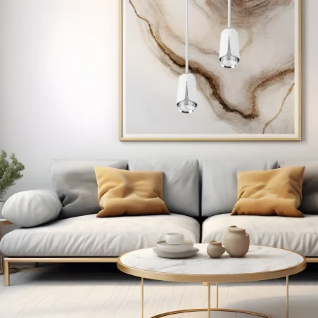 Lampy-sufitowe - ml0275 lampa wisząca biało-chromowa 35-120cm 1xgu10 flower eko-light 