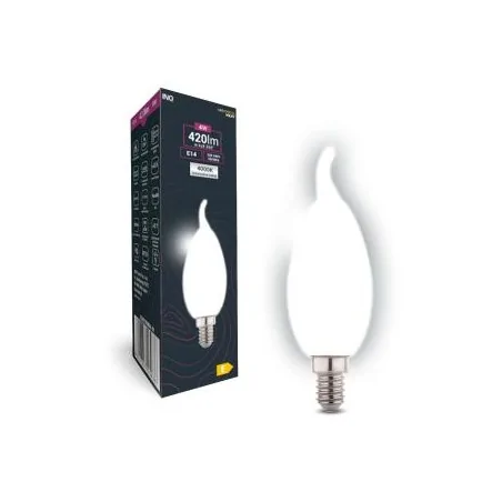 Gwint-trzonek-e14 - żarówka led e14 płomyk z mlecznym filamentem 4w neutralna 4000k edbt010nw-m inq 
