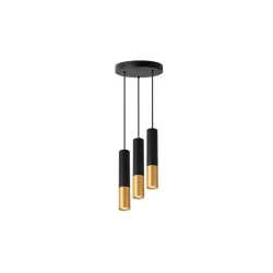 Oswietlenie-sufitowe - okrągła czarno-złota lampa sufitowa keon 3xgu10 2827 lvt 