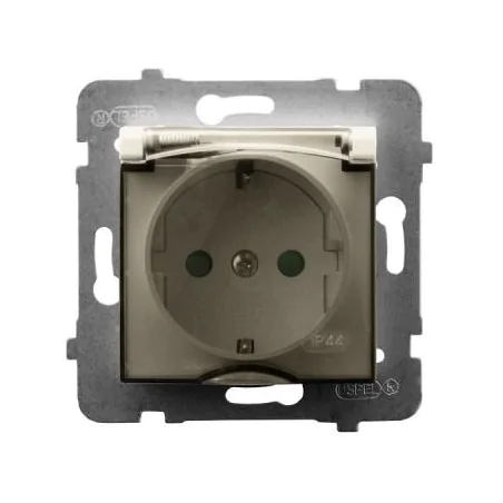 Gniazda-pojedyncze-podtynkowe - gniazdo bryzgoszczelne z uziemieniem schuko i przesłonami torów ecru gph-1usp/m/27/d aria ospel 