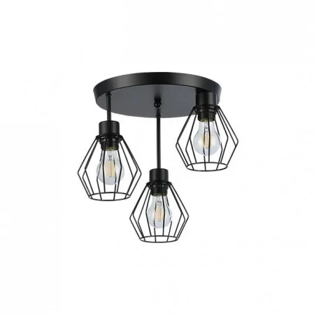 Oswietlenie-sufitowe - geometryczna czarna lampa sufitowa 3xe27 led otto 3778 lvt 