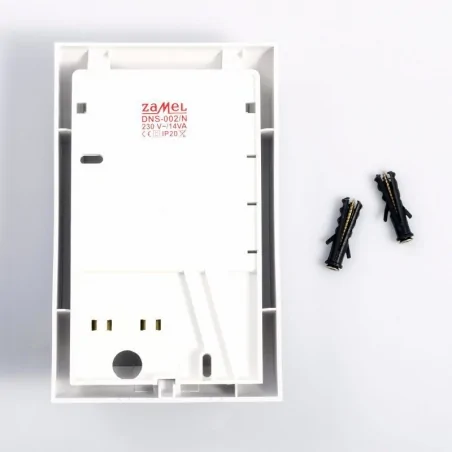 Dzwonki-do-drzwi-przewodowe - dzwonek elektromechaniczny przewodowy z regulacją głośności zamel kompakt dns-002/n 