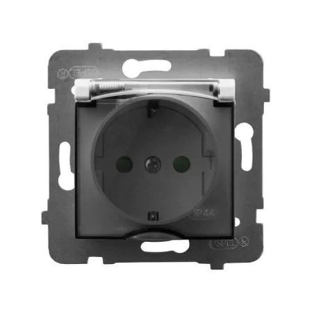 Gniazda-pojedyncze-podtynkowe - gniazdo z klapką z uziemieniem schuko i przesłonami torów białe gph-1usp/m/00/d aria ospel 