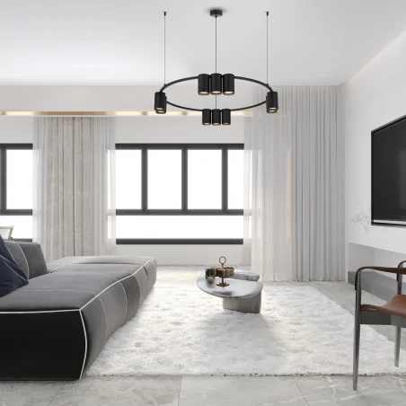 Lampy-sufitowe - ml0373 efektowa lampa wisząca czarne koło 10 tub x gu10 genesis eko-light 