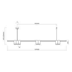 Lampy-sufitowe - ml0370 czarna lampa wisząca listwa 150cm 7 tub na gu10 genesis eko-light 