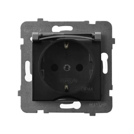 Gniazda-pojedyncze-podtynkowe - gniazdo bryzgoszczelne z uziemieniem schuko szary mat ip44 gph-1us/m/70/d aria ospel 