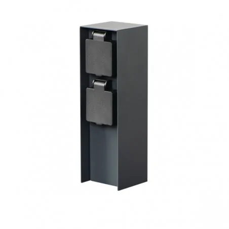 Slupki-ogrodowe - 36585 elegancki ciemny słupek ogrodowy z 2 gniazdami 230v dasto kanlux 