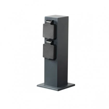 Slupki-ogrodowe - 36586 elegancki ciemny słupek ogrodowy z 2 gniazdami 230v nasto kanlux 