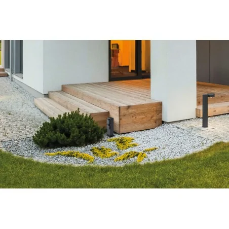 Slupki-ogrodowe - 36586 elegancki ciemny słupek ogrodowy z 2 gniazdami 230v nasto kanlux 