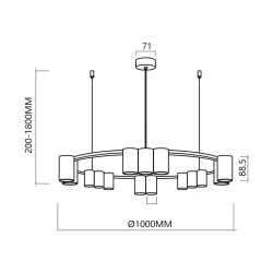 Lampy-sufitowe - ml0376 okrągła lampa wisząca 15 czarnych tub x gu10 genesis eko-light 