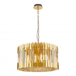 Lampy-sufitowe - ml0395 efektowny złoty żyrandol kryształowy 12xe14 ritz eko-light